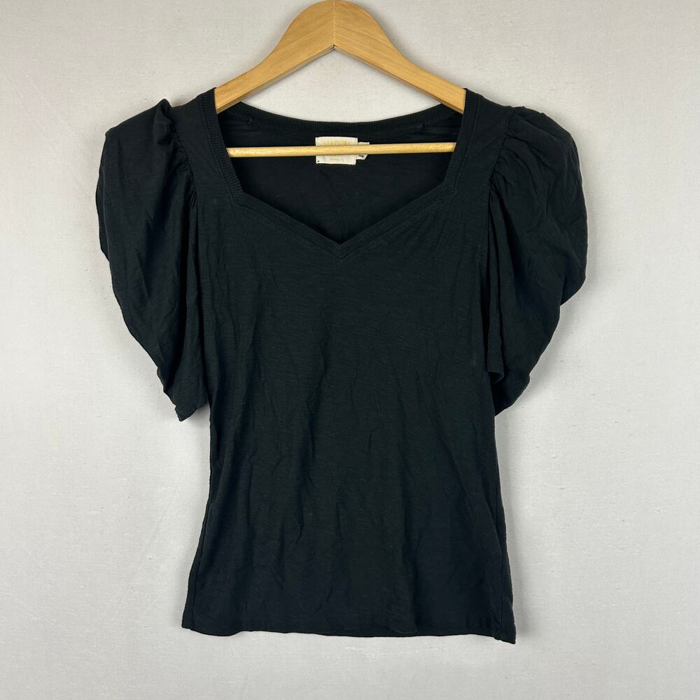Nation LTD Women's Carolina Sweetheart Party Puff Sleeve Tee Black Size XS